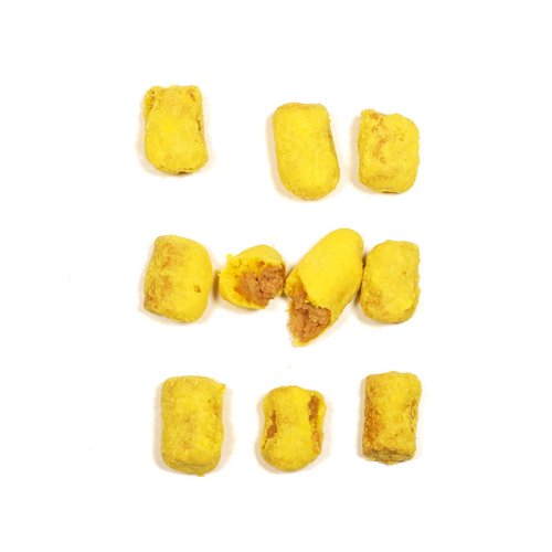 Egg yolk coated raw bone and meat